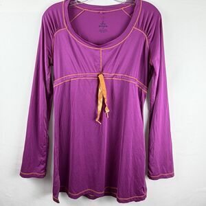 Prana Long Sleeve Tunic Yoga Active Drawstring Magenta Relaxed Flow Soft Sz M
